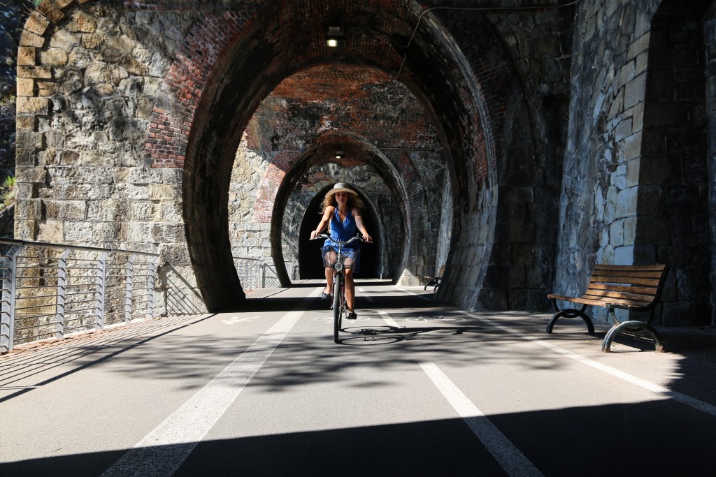 Through rail road tunnels to Framura